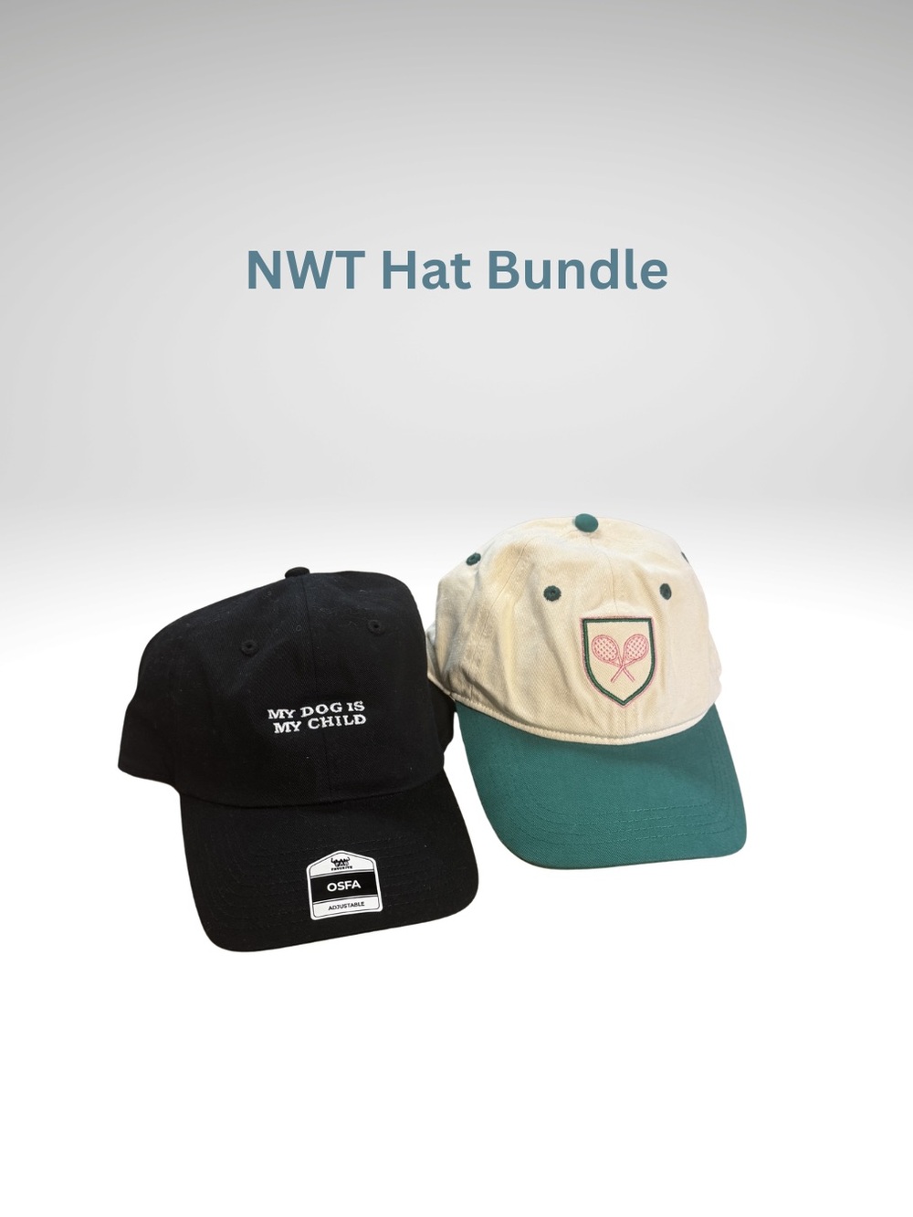 NWT Womens Hat Bundle - Black & Cream/Green Baseball Caps